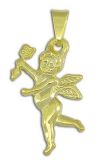 Pingente folheado a ouro com o formato de um Cupido.