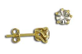 Brinco solitário folheado a ouro com pedras de strass